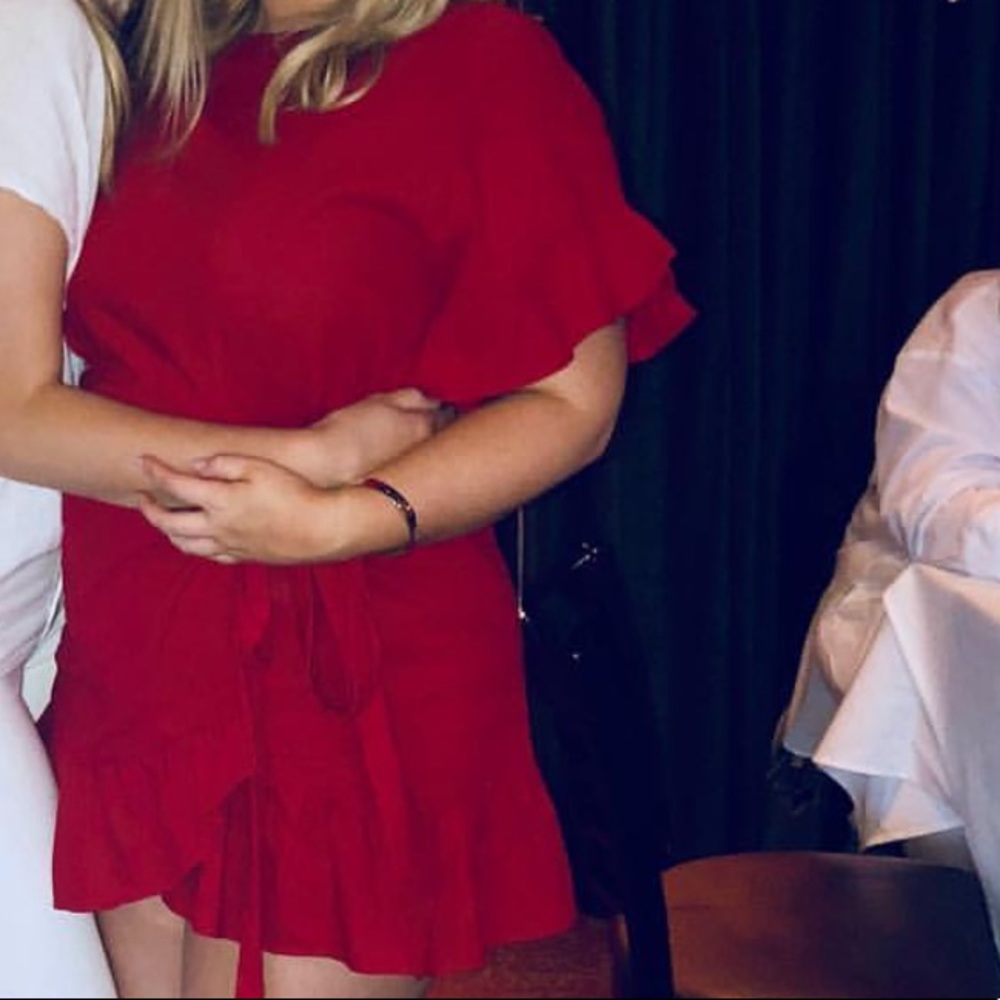 Red wrap dress